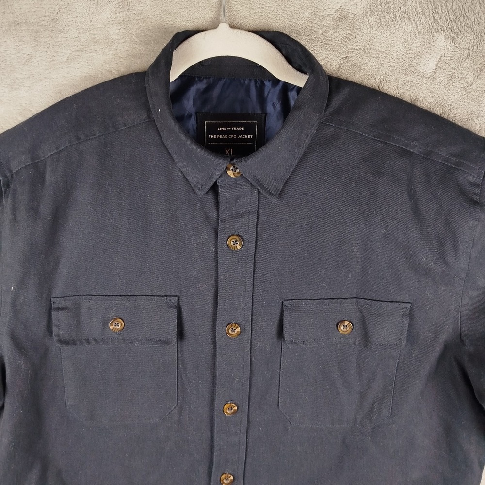 Line of Trade The Peak CPO Jacket Black Cotton‎ Blend Button Front Lined XL